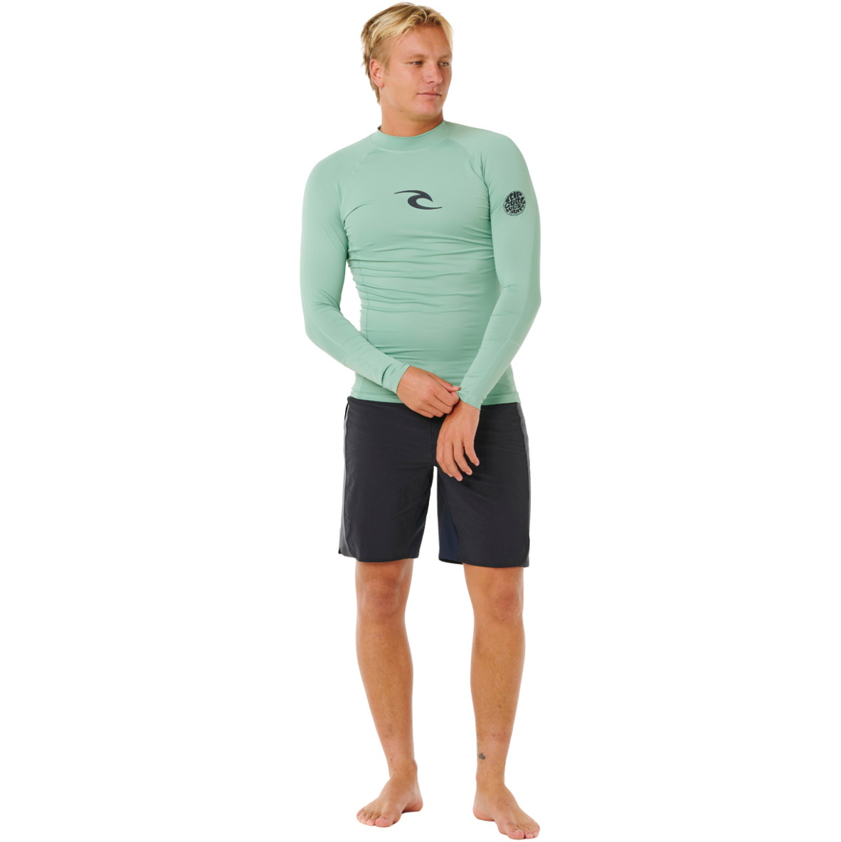 2026 Rip Curl Mens Waves UPF Performance Long Sleeve Rash Vest 16FMRV - Aloe
